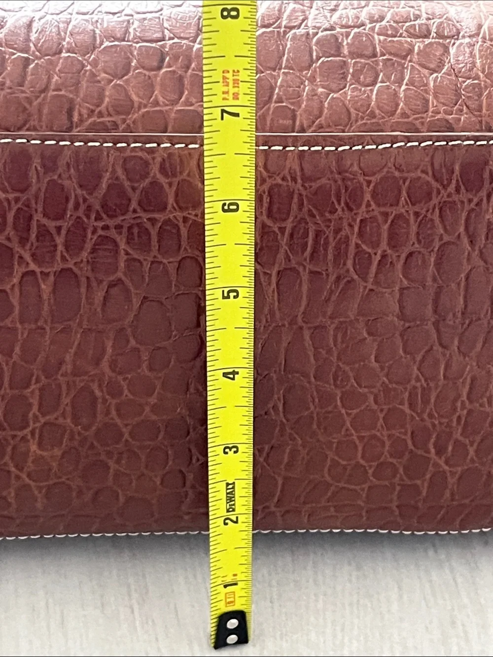 Brown Croc-Embossed Leather Top-Handle Bag from Talbots